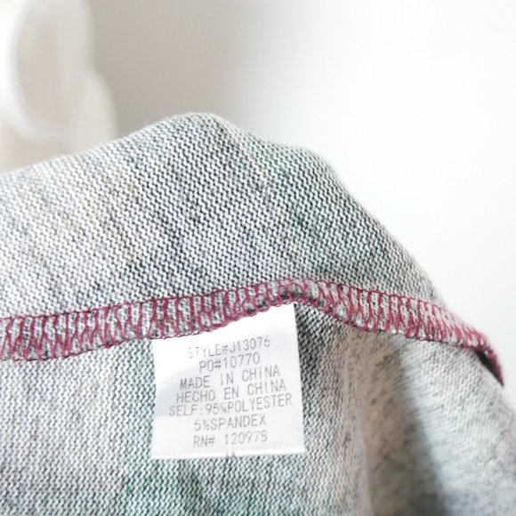 Entro Maroon with Green Plaid and Tan Elbow Patch Open Cardigan Medium - Picture 6 of 11